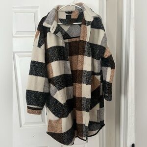 Plaid Wool Blend Coat